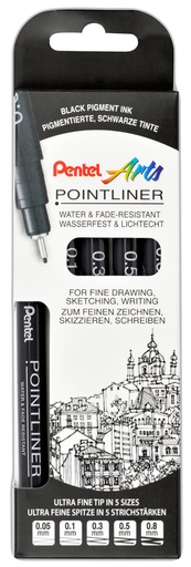 Pentel Set Permanent Fineliner 5 Stück 